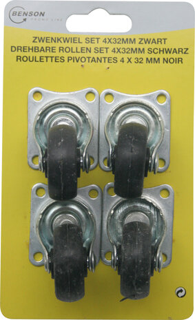 Zwenkwiel set 32 mm zwart 4 dlg
