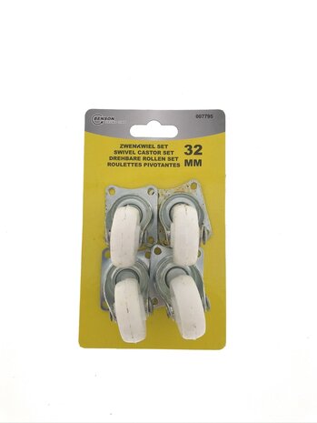 Zwenkwiel set 32 mm wit 4 dlg