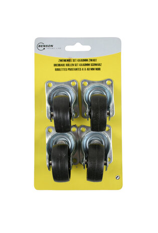 Zwenkwiel set 40 mm zwart 4 dlg