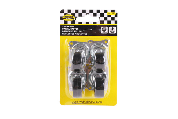 Zwenkwiel set 50 mm zwart 4 dlg