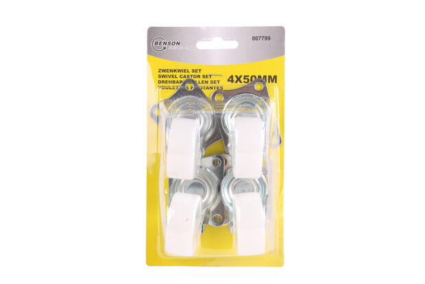 Zwenkwiel set 50 mm wit 4 dlg