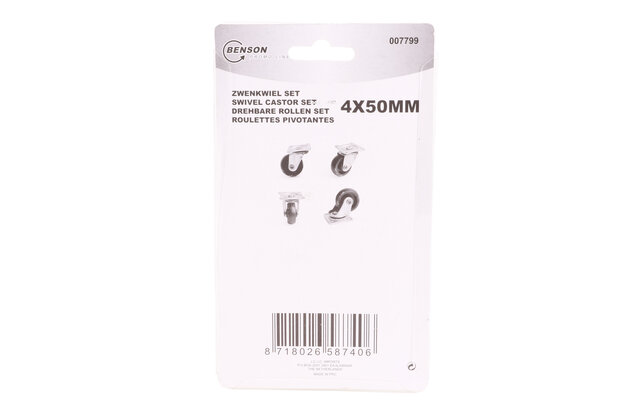 Zwenkwiel set 50 mm wit 4 dlg