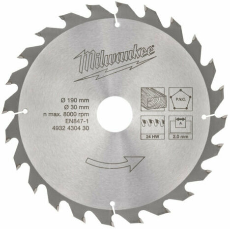 Milwaukee Cirkel zaagblad 190X30X24T