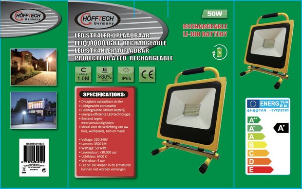 LED werklamp 50W oplaadbaar